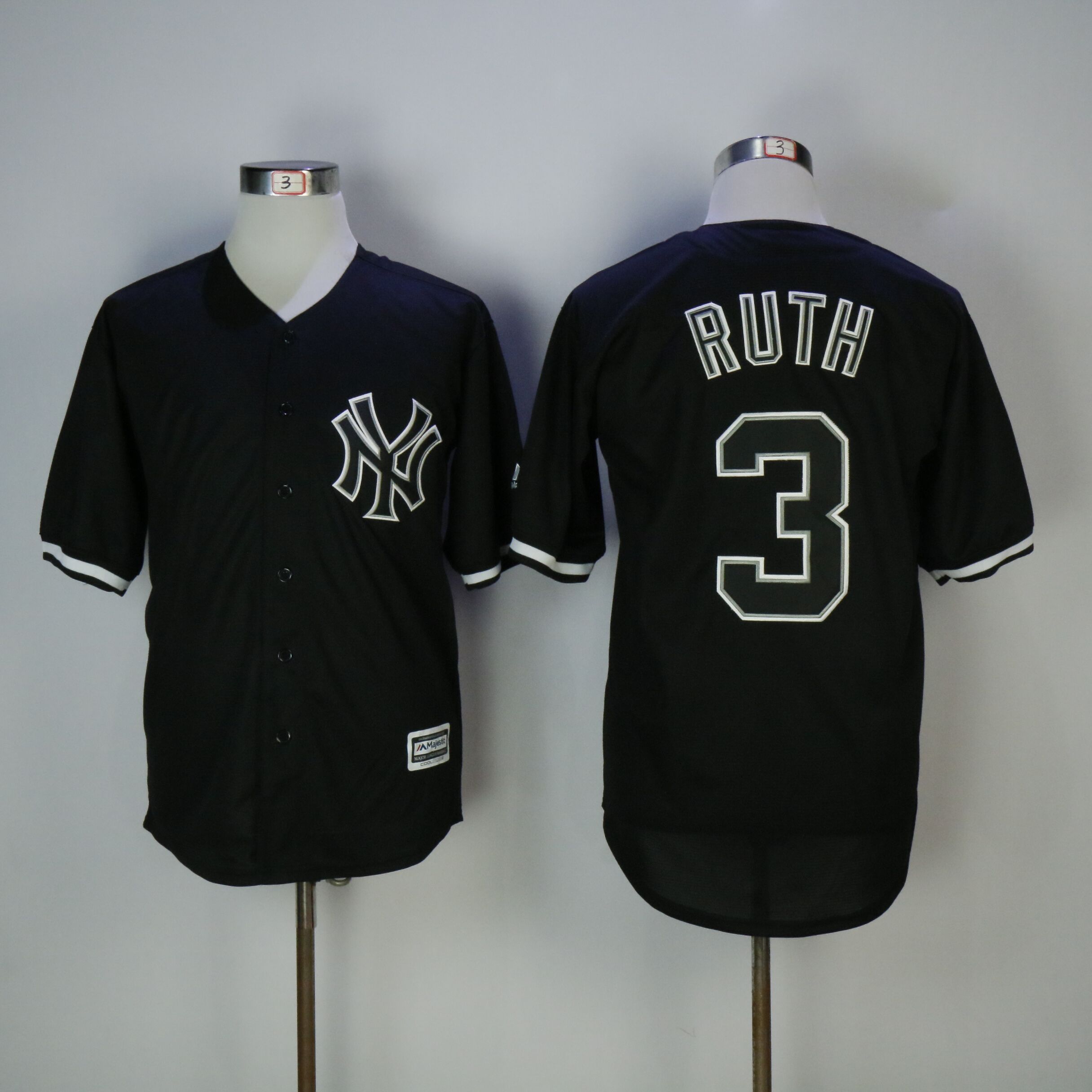 Men New York Yankees #3 Ruth Black MLB Jerseys